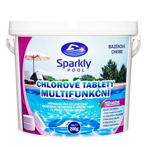Chlorové tablety do bazénu 5v1 multifunkční 200g 3 kg