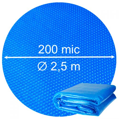 Foto - Kruhová solární plachta - fólie na bazén 200mic - průměr 2,5 m, modrá průhledná
