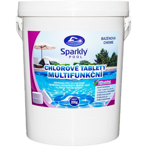 Chlorové tablety do bazénu 5v1 multifunkční 200g 20 kg