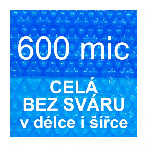 Foto - Solární plachta - fólie na bazén 600mic modrá - vzor 3 bubliny - celá bez sváru