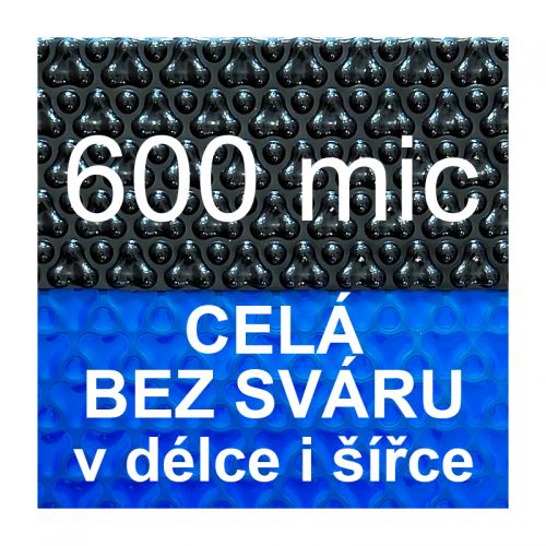 Solární plachta - fólie na bazén 600mic modročerná - vzor 3 bubliny - celá bez sváru