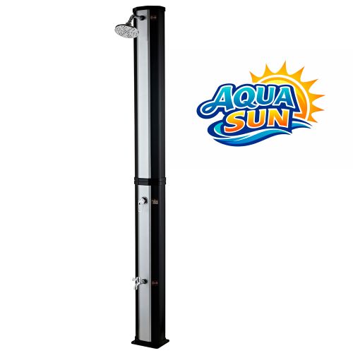 Solární sprcha AquaSun zahradní 40 L černá - stříbrný dekor
