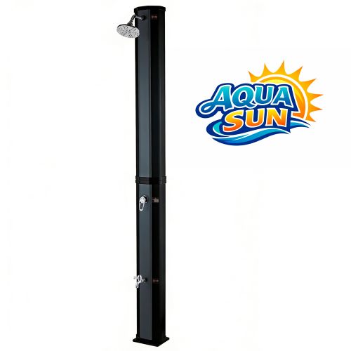 Solární sprcha AquaSun zahradní 40 L černá - šedý dekor