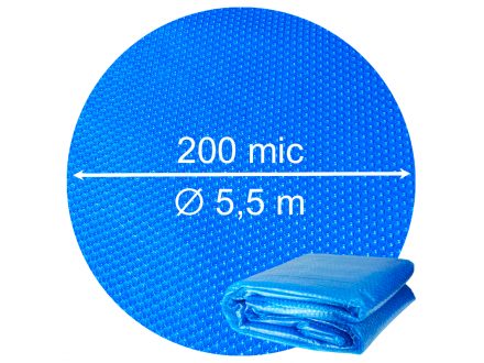 Foto - Kruhová solární plachta - fólie na bazén 200mic - průměr 5,5 m, modrá průhledná