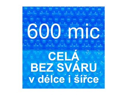 Foto - Solární plachta - fólie na bazén 600mic modrá - vzor 3 bubliny - celá bez sváru