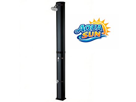 Foto - Solární sprcha AquaSun zahradní 40 L černá - šedý dekor